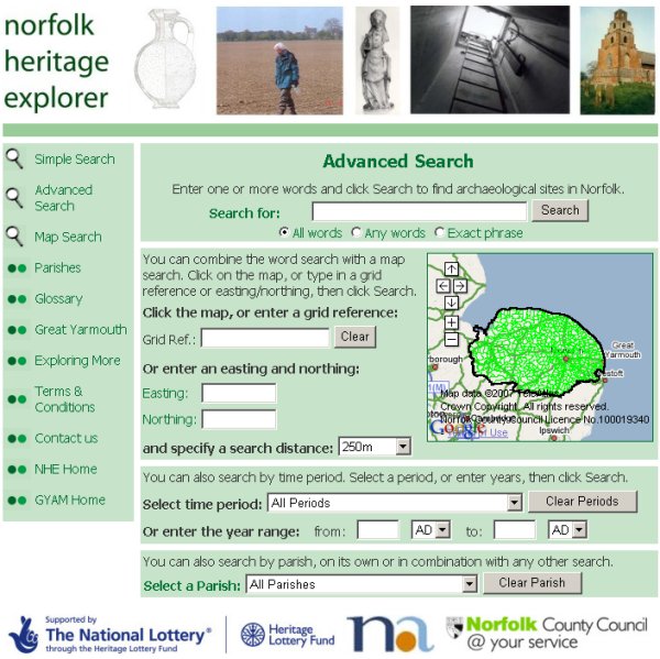Advanced Search page (Norfolk Heritage Explorer) Advanced Search page (Norfolk Heritage Explorer)