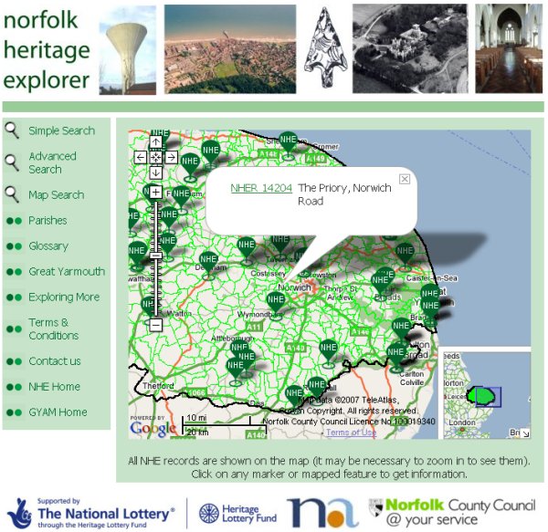 Multiple search results on map (Norfolk Heritage Explorer) Multiple search results on map (Norfolk Heritage Explorer)