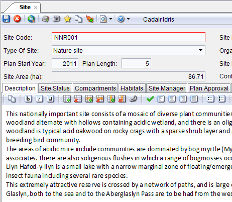 Conservation Management System Desktop Form