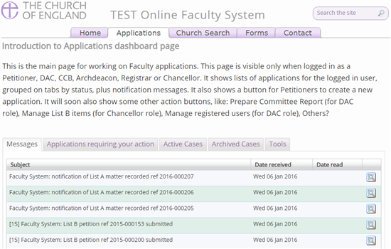 Church of England Faculty Application System and Church Heritage Record
