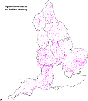 Wood-pasture and parkland inventory distribution map