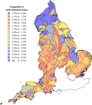 Distribution of wood-pasture and parkland in Joint Character Areas