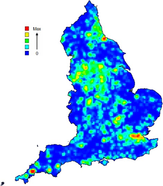 Open Mosaic Habitat OMH hotspots in England