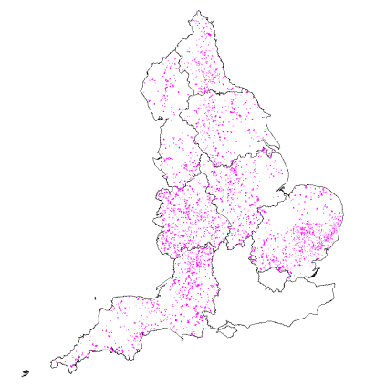 Distribution of wood-pasture and parkland in England