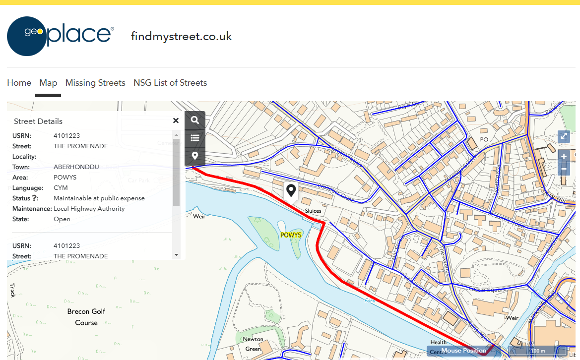Map page of findmystreet.co.uk