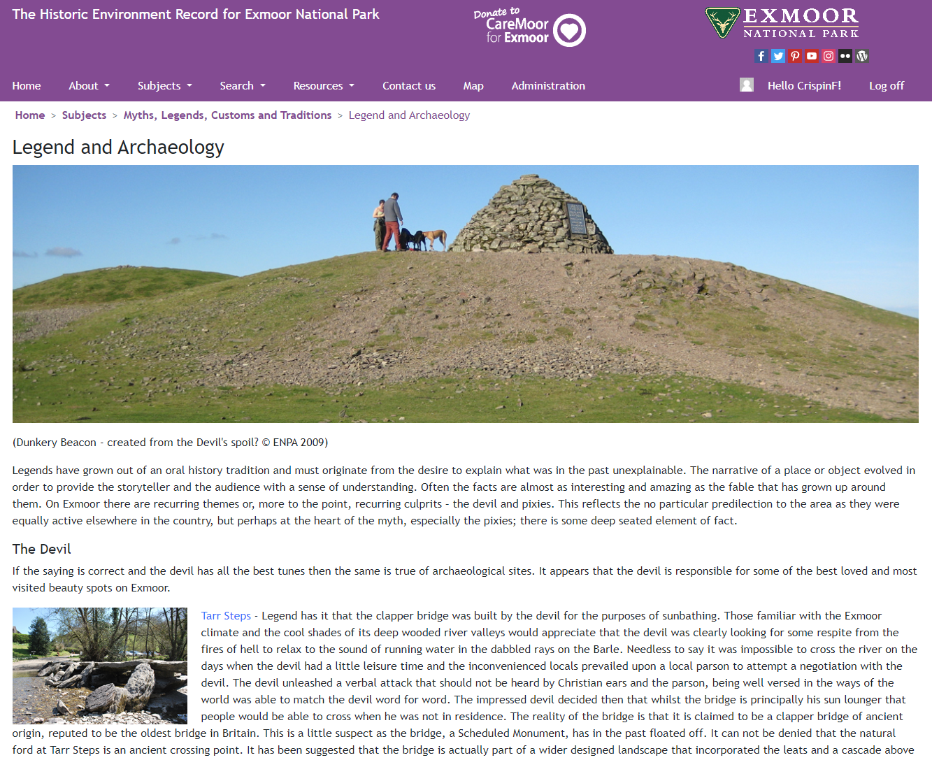 Example use of Themes Module in the Exmoor HBSMR Web site