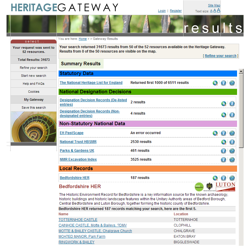 Heritage gateway screen shot