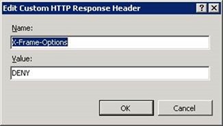 Adding an HTTP response header to block loading the site in an iframe