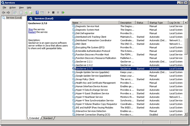 GeoServer Windows service