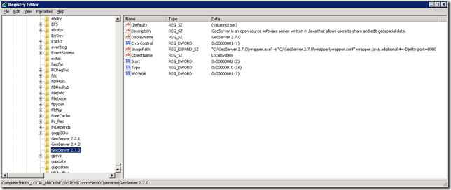 GeoServer service registry settings