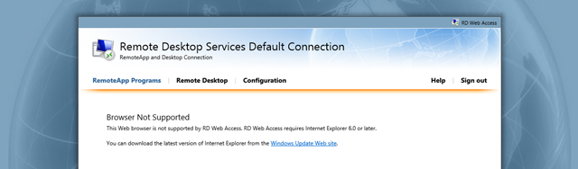 RD Web Access not working for Internet Explorer 11