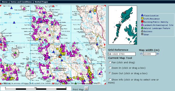 Map Search page of the Hebridean Connections website